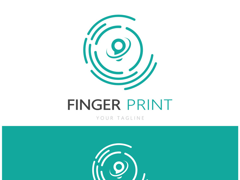 simple flat fingerprint logo,for security,identification,badge,emblem,business card,digital,vector