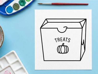 Halloween candy gift box with pumpkin and ghost treats. Spooky party favor container for trick-or-treat handouts and celebrations.