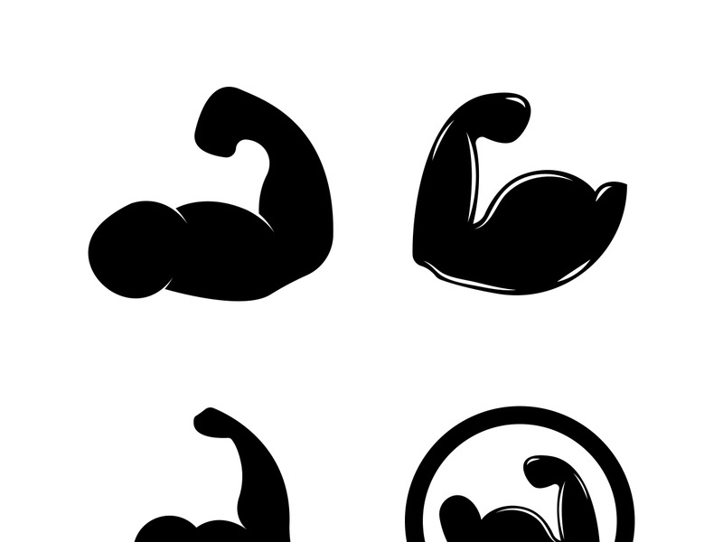 Arm muscle silhouette logo biceps icon vector illustration