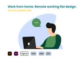 Work from home. Freelance job. Remote working flat modern design. preview picture