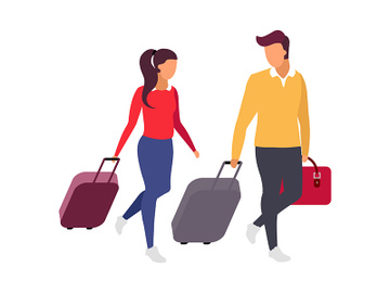 Romantic couple travel flat color vector faceless characters preview picture