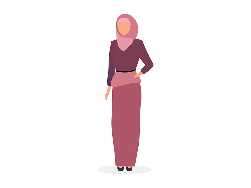 Woman in hijab flat vector illustration