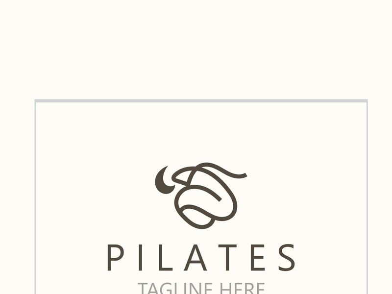 Abstract Pilates Logo, Yoga identity body balance vector monoline Design Template. wellness lifestyle