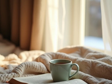 Cozy image with a book and cup. preview picture