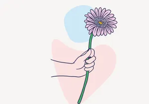Women Hand Give a Flower, Vector Illustration