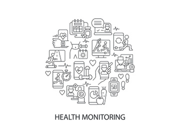 Health monitoring abstract linear concept layout with headline preview picture