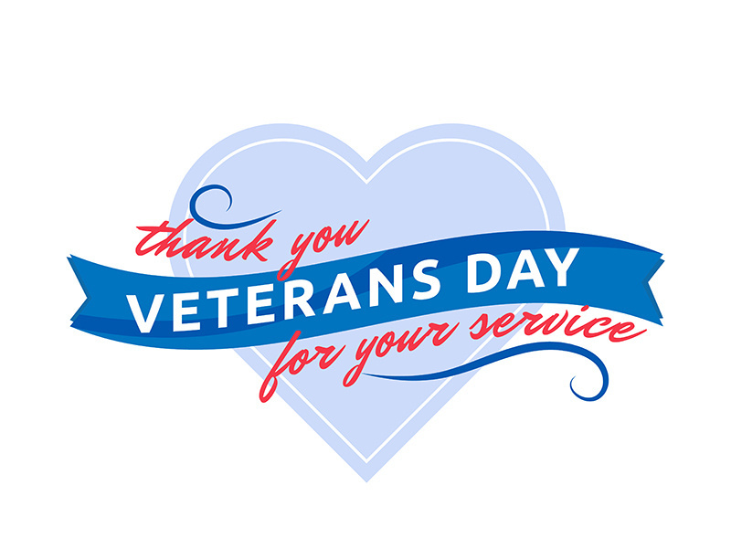 US Veterans Day flat color vector badge