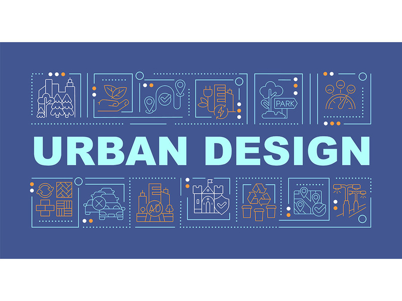 Urban design word concepts blue banner