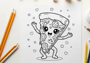 Cute pizza slice character dancing vector illustration