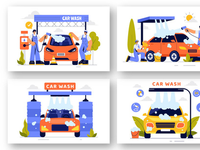 9 Automobile Washing Service Illustration