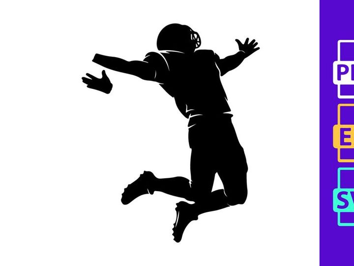 A person jumping in the air with arms outstretched in a dynamic pose