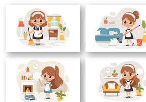 9 Professional Girl Maid Illustration