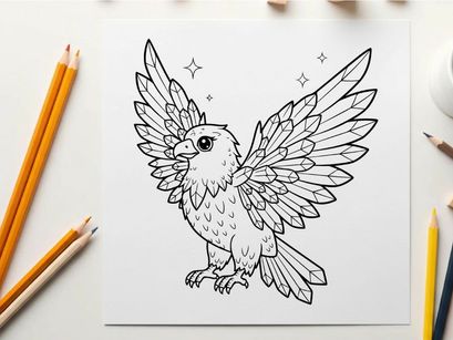White eagle flying with crystal wings vector illustration