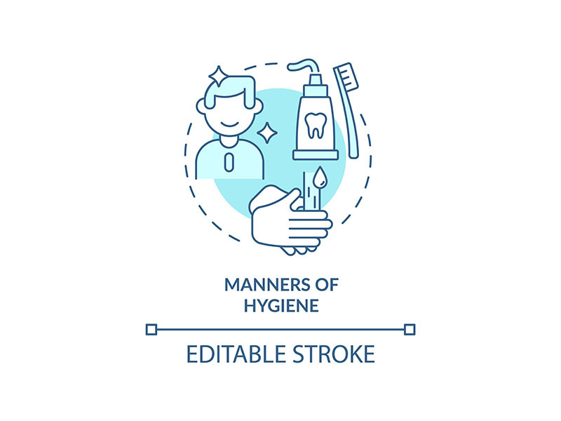 Manners of hygiene turquoise concept icon