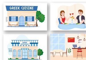 11 Greek Cuisine Restaurant Illustration