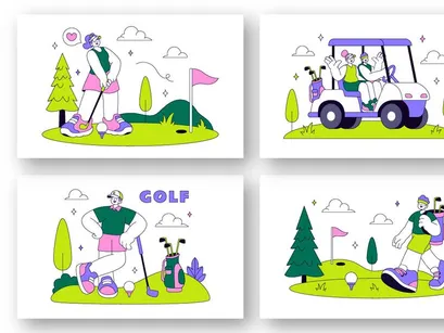10 Golf Sport  Vector Illustration
