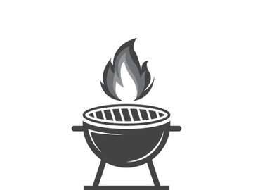 BBQ grill simple and symbol icon with smoke or steam logo vector illustration preview picture