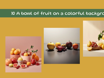 A bowl of fruit on a yellow background preview picture