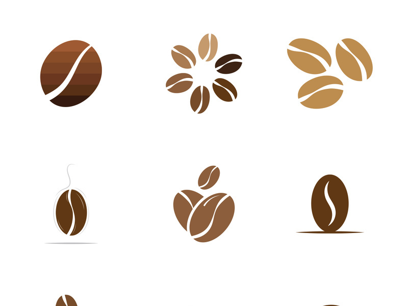 Coffee bean logo for cafe, business, label.