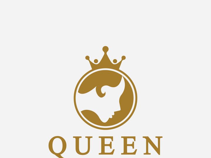 Beautiful face queen icon logo.for queen logo.Beauty woman hair salon golden logo. cosmetic, skin care business logo