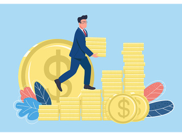Businessman climbing money ladder flat concept vector illustration preview picture