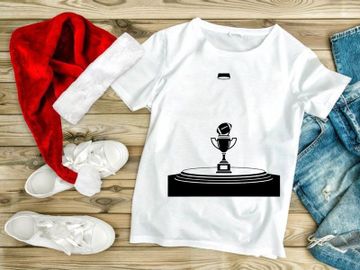 A black and white illustration of a trophy with a soccer ball on top preview picture