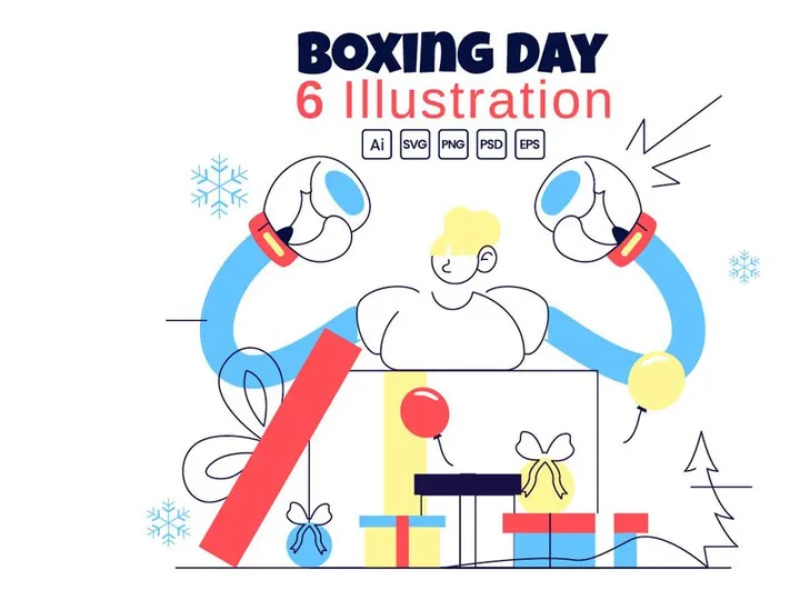 6 Boxing Day Vector Illustration