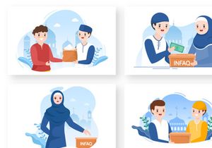 12 Muslim People Giving Alms Illustration