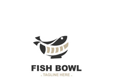 Fish bowl logo design, restaurant logo symbol minimal illustration design
