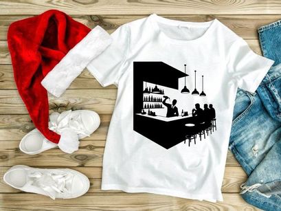 Bartender serving wine at modern black bar with elegant lighting