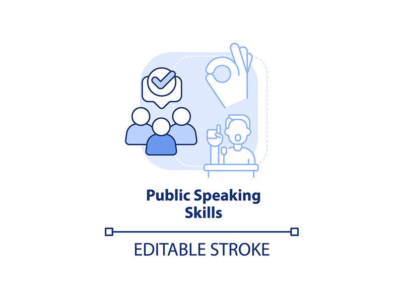 Public speaking skills light blue concept icon