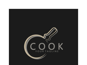 frying pan and spatula logo, kitchen cooking equipment, for business, company, restaurant preview picture