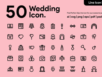 50 Wedding Line Icon preview picture
