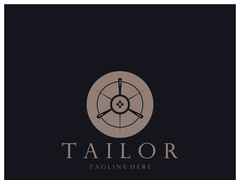 tailor logo icon illustration template combination of buttons for clothes, thread and sewing machine, for clothing product design, convection companies, fashion in vector form