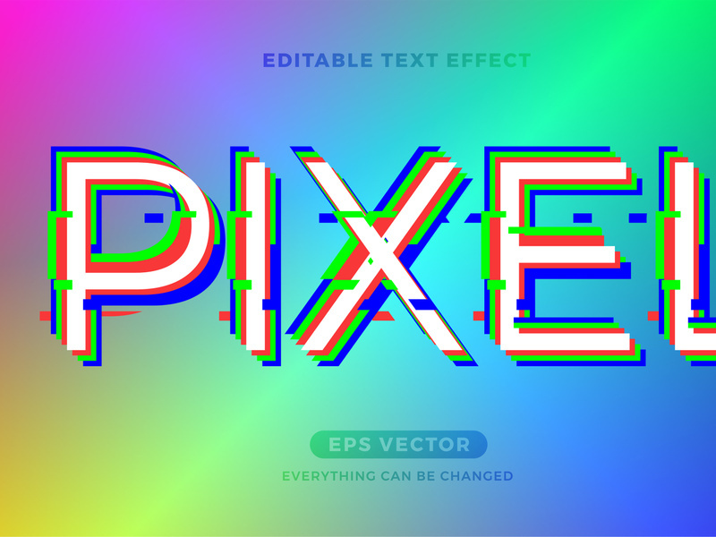 Pixel editable text effect vector template