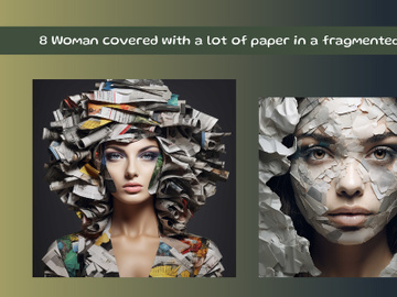 Woman covered with a lot of paper in a fragmented style preview picture