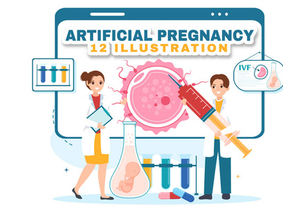 12 Artificial Pregnancy Vector Illustration