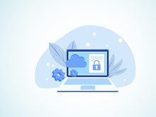 Cloud computing security design concept. Online security and data protection. Vector illustration