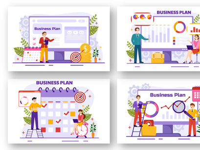 12 Business Plan Vector Illustration
