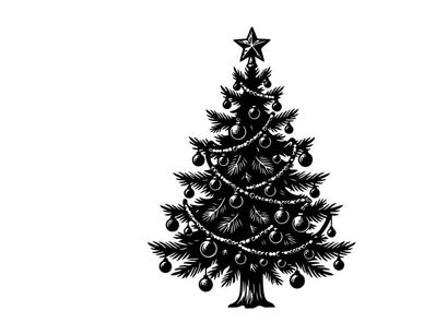 Decorative Christmas Tree with Star Topper and Ornaments