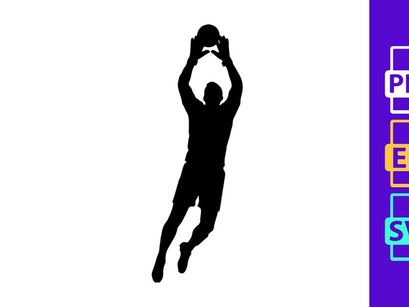 A silhouette of a person playing basketball with a ball