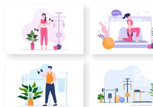 15 Workout Gym Flat Design illustration