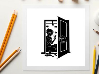 Silhouette of a man entering a dark room through an open door