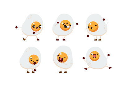 Cute Egg Character Set Expression Logo Mascot Icon