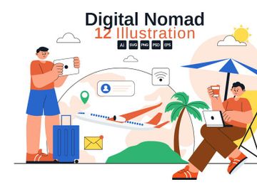 12 Digital Nomad Lifestyle Illustration preview picture