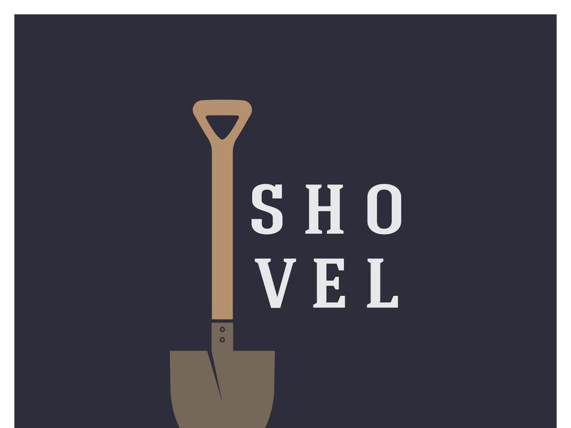 Shovel logo for agriculture, excavation,building, mining foundation. gardening vector set design with leaves