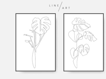 Monstera leaf line art preview picture
