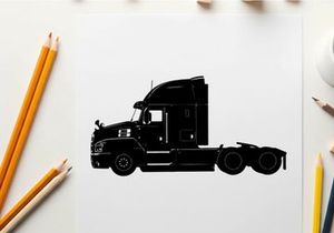 Silhouette of a semi truck with sleeper cabin