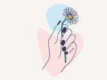 Women Hand Give a Flower, Vector Illustration