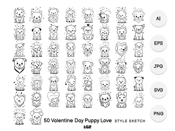 Valentine Day Puppy Love Element Black